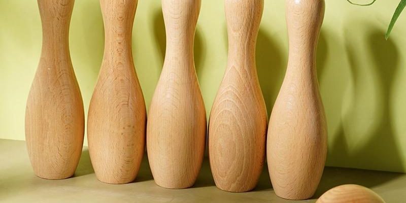 Natural birch high quality bowling pin set (5)